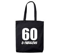 Lolmugs 60th Birthday Gift Bag, 60 and Fabulous Black 38x42cm 100% Cotton Tote