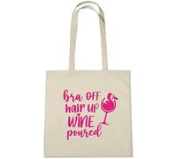 lolmugs Bra Off Hair Up 100% Cotton 38x42cm Tote Bag, Funny Secret Santa Gifts for Women Her Work Stocking Fillers for Wife Friends