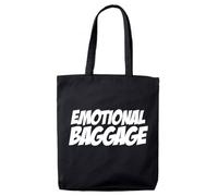 lolmugs Emotional Baggage 100% Black Cotton 38x42cm Tote Bag, Funny Secret Santa Gifts for Women Her Work Stocking Fillers for Wife Friends