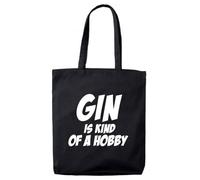 lolmugs Gin Is Kind Of A Hobby 100% Black Cotton 38x42cm Tote Bag, Funny Secret Santa Gifts for Women Her Work Stocking Fillers for Wife Friends