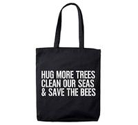Lolmugs Hug More Trees 100% Cotton Black 38x42cm Funny Tote Bag