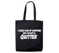 lolmugs I Could Give Up Shopping 100% Black Cotton 38x42cm Tote Bag, Funny Secret Santa Gifts for Women Her Work Stocking Fillers for Wife Friends