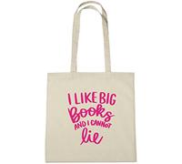 lolmugs I Like Big Books 100% Cotton 38x42cm Tote Bag, Funny Secret Santa Gifts for Women Her Work Stocking Fillers for Wife Friends