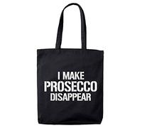 Lolmugs I Make Prosecco Disappear 100% Cotton Black 38x42cm Funny Tote Bag