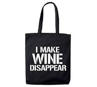 Lolmugs I Make Wine Disappear 100% Cotton Black 38x42cm Funny Tote Bag