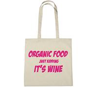 lolmugs Organic Food Wine 100% Cotton 38x42cm Tote Bag, Funny Secret Santa Gifts for Women Her Work Stocking Fillers for Wife Friends