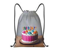 LOLOBFZL Cool Abstract Theme Lightweight Drawstring Strap Pocket Backpack Sports Backpack Daily Foldable Drawstring Backpack, Happy Birthday-, M, backpacks