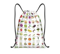 LOLOBFZL Hello Hawaii Lightweight Drawstring Strap Pocket Backpack Sports Backpack Daily Foldable Drawstring Backpack, Introduction of various vegetables, S, backpacks