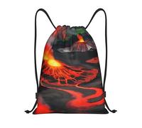 LOLOBFZL Large Pizza Lightweight Drawstring Strap Pocket Backpack Sports Backpack Daily Foldable Drawstring Backpack, Kilauea Volcanoes, M, backpacks