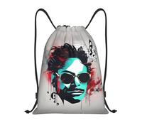 LOLOBFZL Ocean Beach Theme Lightweight Drawstring Strap Pocket Backpack Sports Backpack Daily Foldable Drawstring Backpack, music notes, S, backpacks