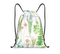LOLOBFZL Poppy Flowers Lightweight Drawstring Strap Pocket Backpack Sports Backpack Daily Foldable Drawstring Backpack, Spring Herb Garden, S, backpacks