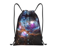LOLOBFZL Tropical Leaves Lightweight Drawstring Strap Pocket Backpack Sports Backpack Daily Foldable Drawstring Backpack, Universe Galaxy Space, S, backpacks