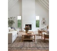 Loloi Amber Lewis Billie Collection, Ink & Salmon 7'-6" x 9'-6" Area Rug - Antique & Distressed Accent Rugs for Living Room, Bedroom, Entryway & Hallway, No Shed High Traffic Area Home Decor Rug