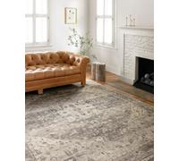 Loloi II Hathaway Grey/Brown/Ivory 3'-6" x 5'-6" Area Rug, Steel / Ivory