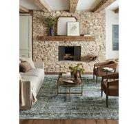 Loloi Magnolia Home by Joanna Gaines Banks Collection BAN-03 Blue/Lagoon 2'-3" x 3'-9" .13" Pile Height, Machine Washable, Accent Rug