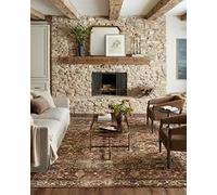 Loloi Magnolia Home by Joanna Gaines Banks Collection BAN-04 Brick/Ivory 2'-0" x 5'-0" .13" Pile Height, Machine Washable, Accent Rug