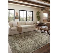 Loloi Magnolia Home by Joanna Gaines Sinclair Collection SIN-01 Pebble/Taupe 7'-6" x 9'-6", .25" Pile Height, Machine Washable, Area Rug