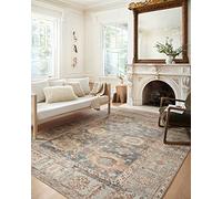 Loloi Margot Collection MAT-03 Ocean/Spice 2'-6" x 9'-6" Runner Rug, No-Shed Easy Clean Large Patterned Area Rug for Living Room, Bedroom, Dining Area