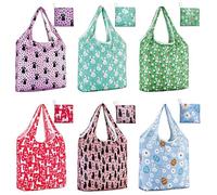 LOLOMLO 6 Pack Eco-Friendly Reusable Grocery Bags Lightweight Durable Washable Shopping Tote Foldable Outings Storage Pouch