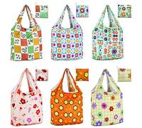 LOLOMLO 6 Pack Eco-Friendly Reusable Grocery Bags Lightweight Durable Washable Shopping Tote Foldable Outings Storage Pouch