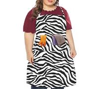 LOLOMLO Oversize Canvas Cotton Apron, Extra Large Aprons with Long Strap, Adjustable Neck Tear Resistant Plus Size aprons, Zebra Stripe, Oversize