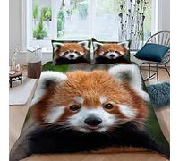 Lolosale Red Panda Duvet Cover Set 3D Printed Wild Animals Bedding Set Single for Kids Boys Girls Bedroom Comforter Cover Soft Microfiber Quilt Cover with Zipper Closure with 2 Pillowcases