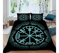 Lolosale Viking Bedding set 3 pieces Duvet Cover for Kids Children Teens Adults 3D Printed Magic Navigation Compass Soft Microfiber Comforter with Zipper 1 Quilt + 2 Pillowcases, Double（155x220 cm）