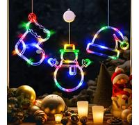 LOLStar Christmas Window Lights, 3 Pack Multicoloured Stocking, Snowman, Santa Hat with Suction Cup, Timer Function and Slow Fade Mode Battery Operated Lights for Christmas Decoration New Year Eve