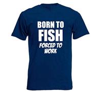 loltops Born to Fish Forced to Work Men's Novelty Fishing T-Shirt