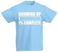 loltops Growing Up 1% Complete 1st Birthday Gift T-Shirt for Boys & Girls (Sky Blue)