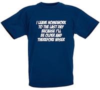 loltops I Leave Homework Funny T-Shirt for Boys, Kids, Teens (Navy, 14-15 Years)