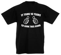 loltops It Took 16 Years to Look This Good T-Shirt for Boys (Medium, Black)