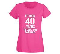 loltops It Took 40 Years Fabulous 40th Birthday T-Shirt for Women (M, Fuchsia)