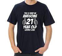 loltops This is What an Awesome 21 Year Old Looks Like Men's 21st Birthday Gift T-Shirt (Navy, X-Large, x_l)