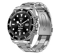 Loluka Smart Watch Bluetooth Call Sports Modes Message Reminder Smartwatch for Android Phones iOS Stainless Steel Business Watch Men, black silvern, luxury
