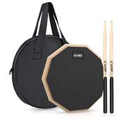 LOLUNUT 12 Inch Silent Drum Pad,Dumb Drum Beginner Rubber Practice Pad,with 5A Drum Sticks & Storage Bag(Black)
