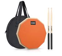 LOLUNUT 12 Inch Silent Drum Pad, Dumb Drum Beginner Rubber Practice Pad, with 5A Drum Sticks & Storage Bag(Orange)
