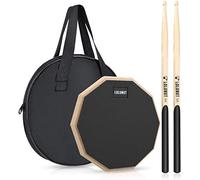 LOLUNUT 12 Inch Silent Drum Pad,Dumb Drum Beginner Rubber Practice Pad,with 5A Drum Sticks & Storage Bag(Black)