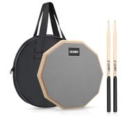 LOLUNUT 12 Inch Silent Drum Pad, Dumb Drum Beginner Rubber Practice Pad, with 5A Drum Sticks &Storage bag (Gray)