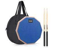 LOLUNUT 12 Inch Silent Drum Pad, Dumb Drum Beginner Rubber Practice Pad, with 5A Drum Sticks &Storage Bag (Blue)