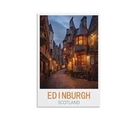 LOLWNNI Edinburgh Scotland Vintage Travel Poster 08x12inch(20x30cm) Canvas Wall Art Print Picture Paintings for Living Room Bedroom Decor