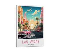 LOLWNNI Las Vegas Nevada Street Vintage Travel Posters 12x18inch(30x45cm) Canvas Wall Art Print Picture Paintings for Living Room Bedroom Decor
