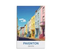LOLWNNI Paignton Devon Vintage Travel Poster 08x12inch(20x30cm) Canvas Wall Art Print Picture Paintings for Living Room Bedroom Decor