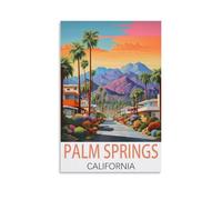 LOLWNNI Palm Springs California Vintage Travel Poster 08x12inch(20x30cm) Canvas Wall Art Print Picture Paintings for Living Room Bedroom Decor