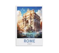 LOLWNNI Rome Italy Vintage Travel Posters 16x24inch(40x60cm) Canvas Wall Art Print Picture Paintings for Living Room Bedroom Decor