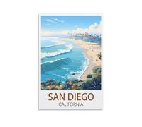 LOLWNNI San Diego California Vintage Travel Posters 12x18inch(30x45cm) Canvas Wall Art Print Picture Paintings for Living Room Bedroom Decor