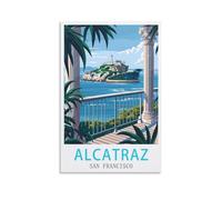 LOLWNNI San Francisco Alcatraz Vintage Travel Posters 08x12inch(20x30cm) Canvas Wall Art Print Picture Paintings for Living Room Bedroom Decor