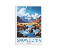 LOLWNNI Snowdonia Wales Vintage Travel Poster 12x18inch(30x45cm) Canvas Wall Art Print Picture Paintings for Living Room Bedroom Decor