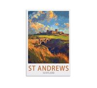 LOLWNNI St Andrews Scotland Vintage Travel Posters 08x12inch(20x30cm) Canvas Wall Art Print Picture Paintings for Living Room Bedroom Decor