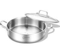 LOLYKITCH 2.5 L Tri-Ply Stainless Steel Sauté Pan with Lid,26 CM Induction Cooking Pot,Even Heating and Oven Safe